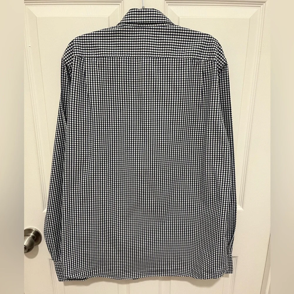 J. Crew Mens Shirt Blue & White Check Cotton Long Sleeve Collared Size L